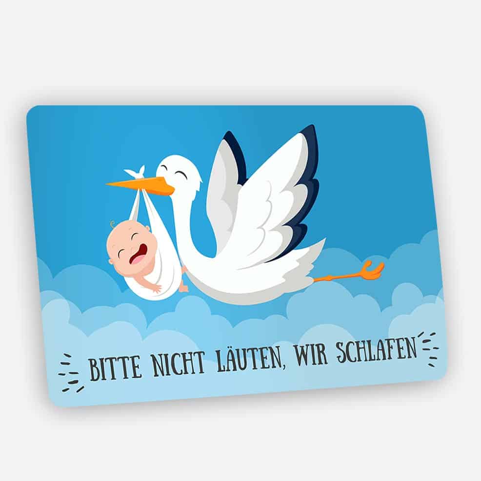 Babyfußmatte Storch versch. Sprüche Babystorch kaufen